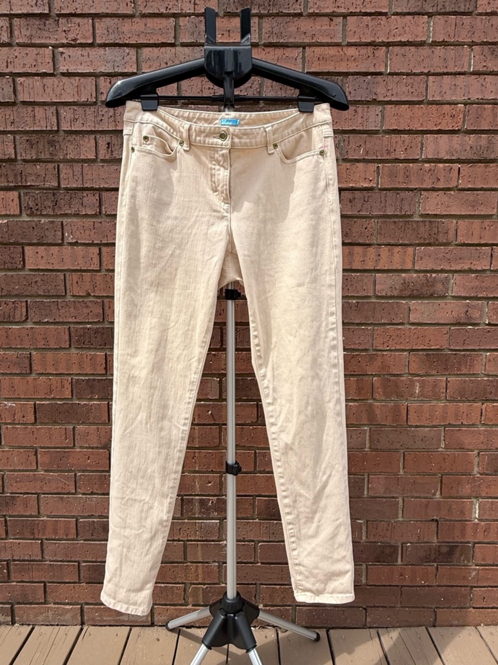 J. McLaughlin Womens Raw Beige Lexi Jeans 4 /way Stretch Pants Size 10 Mid Rise